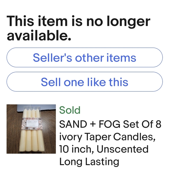 SAND AND FOG SET OF 8 UNSCENTED OFF- WHITE 10" TAPERED CANDLES BNWT 1 SET LEFT - Picture 6 of 7